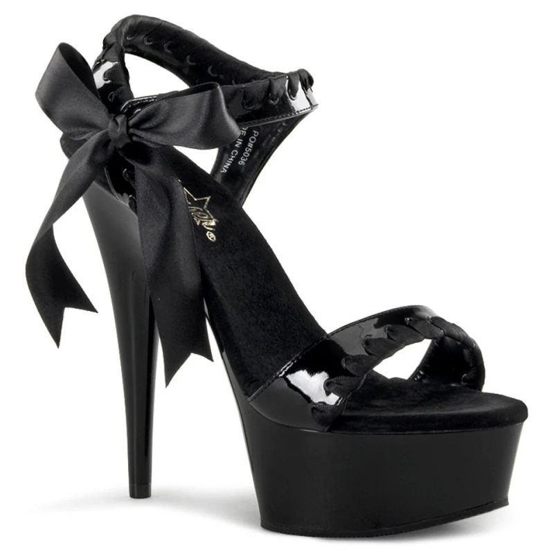 Pleaser Delight-615 Women\'s Platform Heels Sandals Black | NZ TZDBPN