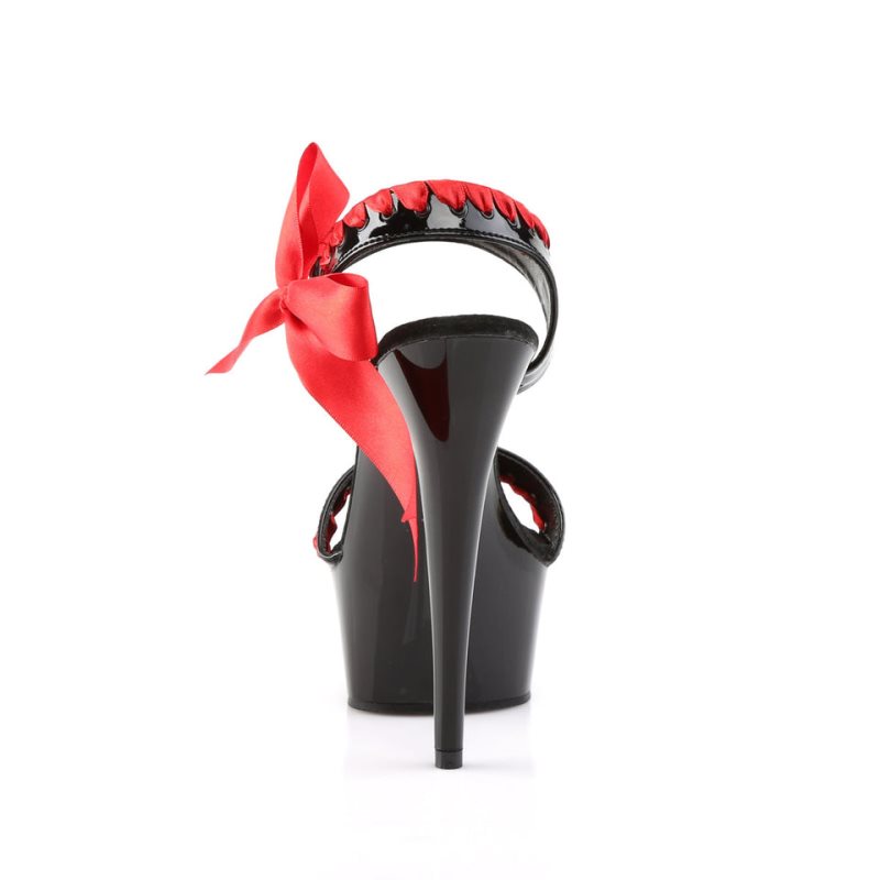 Pleaser Delight-615 Women's Platform Heels Sandals Red / Black | NZ RCSENZ