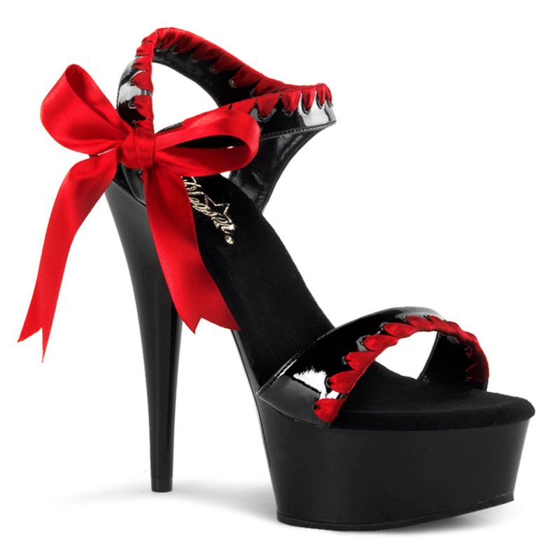 Pleaser Delight-615 Women\'s Platform Heels Sandals Red / Black | NZ RCSENZ