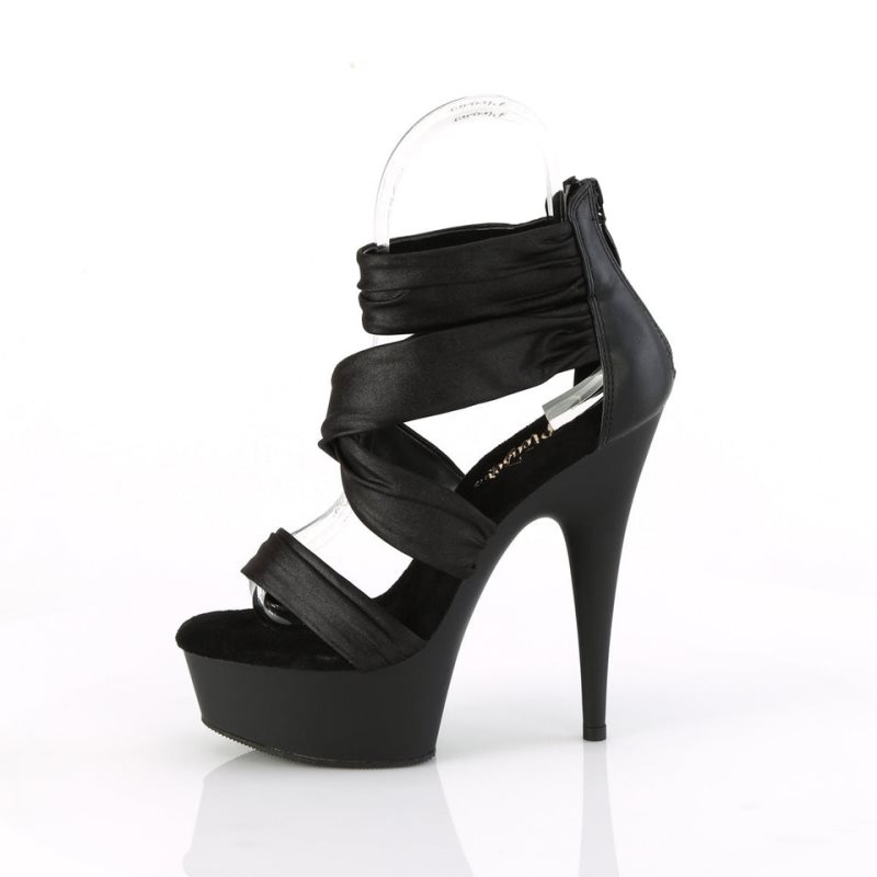 Pleaser Delight-620 Vegan Leather Women's Platform Heels Sandals Black | NZ OLZESJ