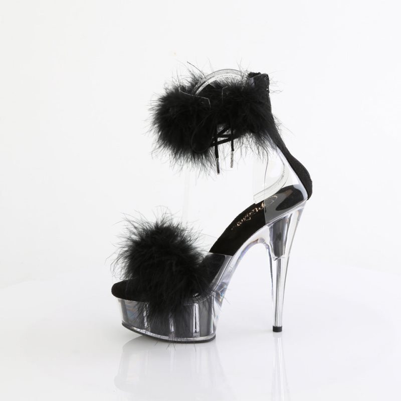 Pleaser Delight-624F Women's Platform Heels Sandals Black / Clear | NZ CUWANH