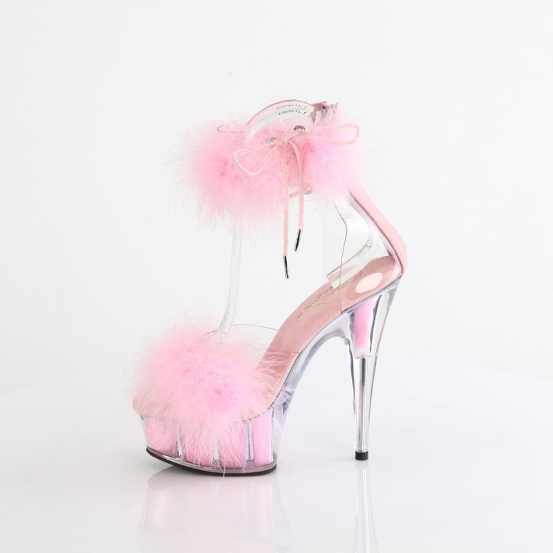 Pleaser Delight-624F Women's Platform Heels Sandals Pink / Clear | NZ JMFBCW