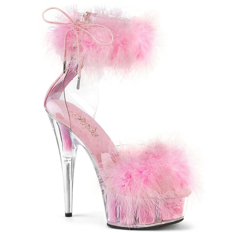 Pleaser Delight-624F Women\'s Platform Heels Sandals Pink / Clear | NZ JMFBCW