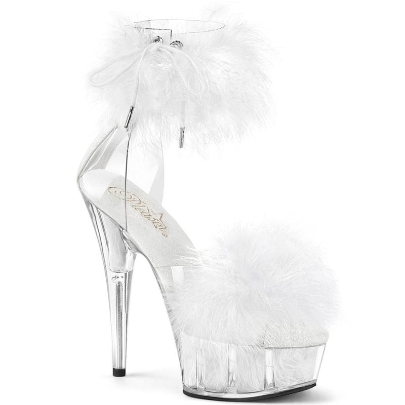 Pleaser Delight-624F Women\'s Platform Heels Sandals White / Clear | NZ NLRWZJ