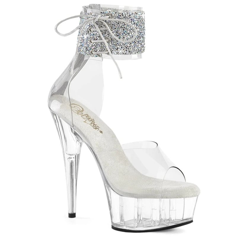 Pleaser Delight-624RS-02 Women\'s Platform Heels Sandals Silver / Clear | NZ AQTPCJ