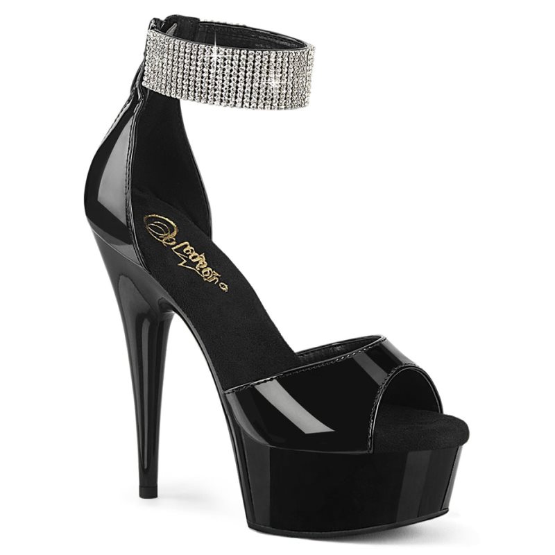 Pleaser Delight-625 Women\'s Platform Heels Sandals Black | NZ FKJSYH