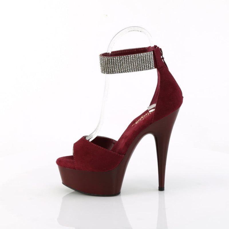 Pleaser Delight-625 Women's Platform Heels Sandals Burgundy | NZ GCVYBT