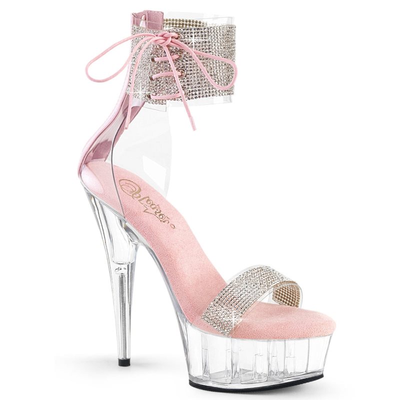 Pleaser Delight-627RS Women\'s Platform Heels Sandals Pink / Clear | NZ DGASOF