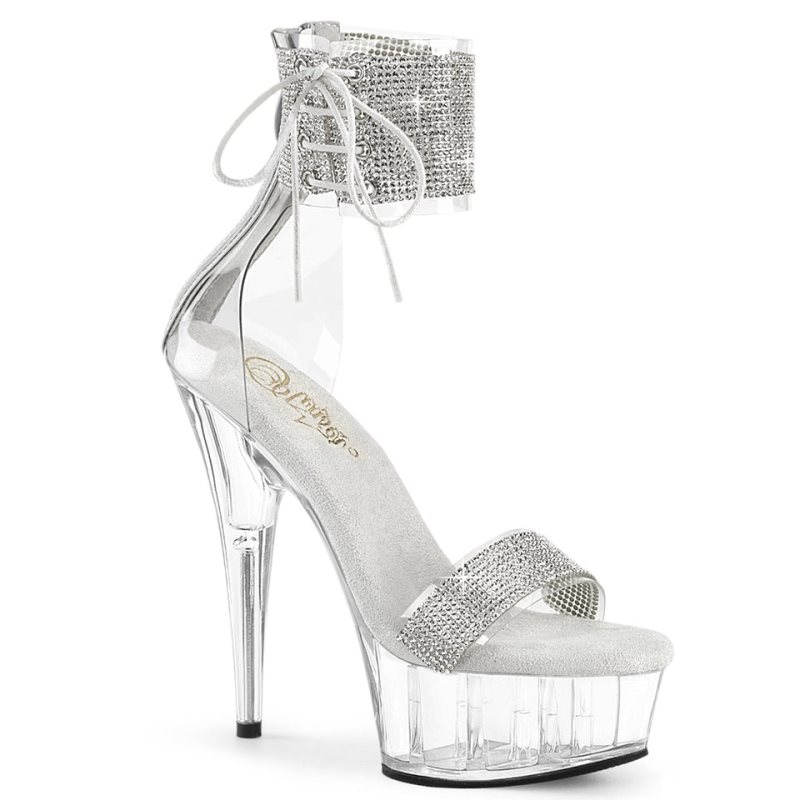 Pleaser Delight-627RS Women\'s Platform Heels Sandals Silver | NZ KLYSRE