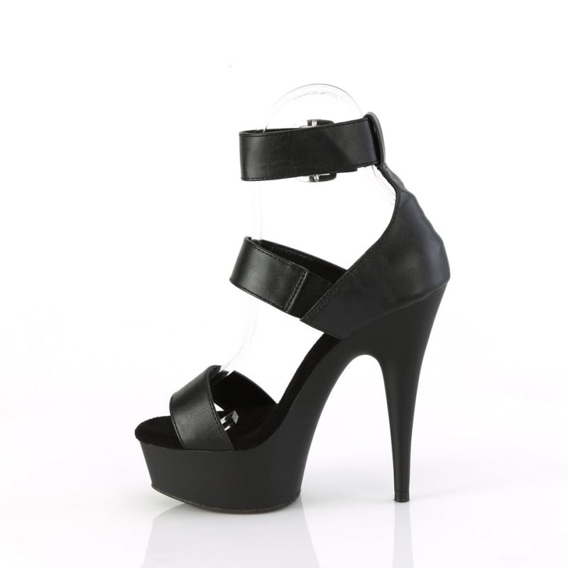 Pleaser Delight-629 Vegan Leather Women's Platform Heels Sandals Black | NZ RQAHLK