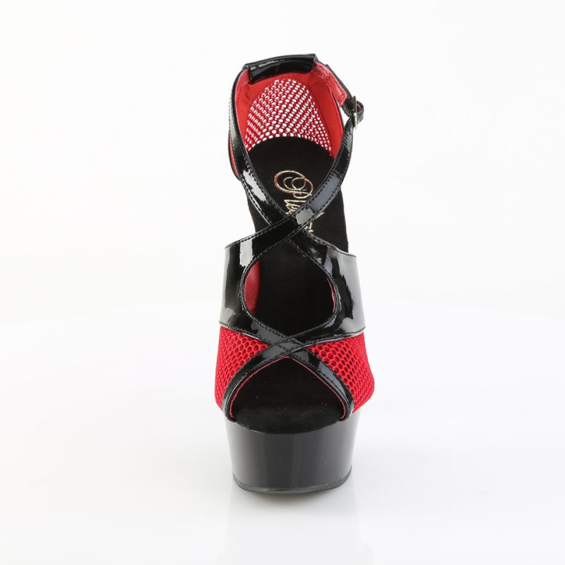 Pleaser Delight-652-1 Women's Platform Heels Sandals Black / Red | NZ CINBYR