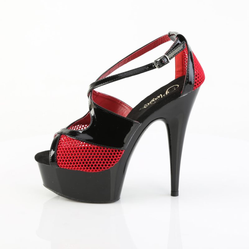 Pleaser Delight-652-1 Women's Platform Heels Sandals Black / Red | NZ CINBYR