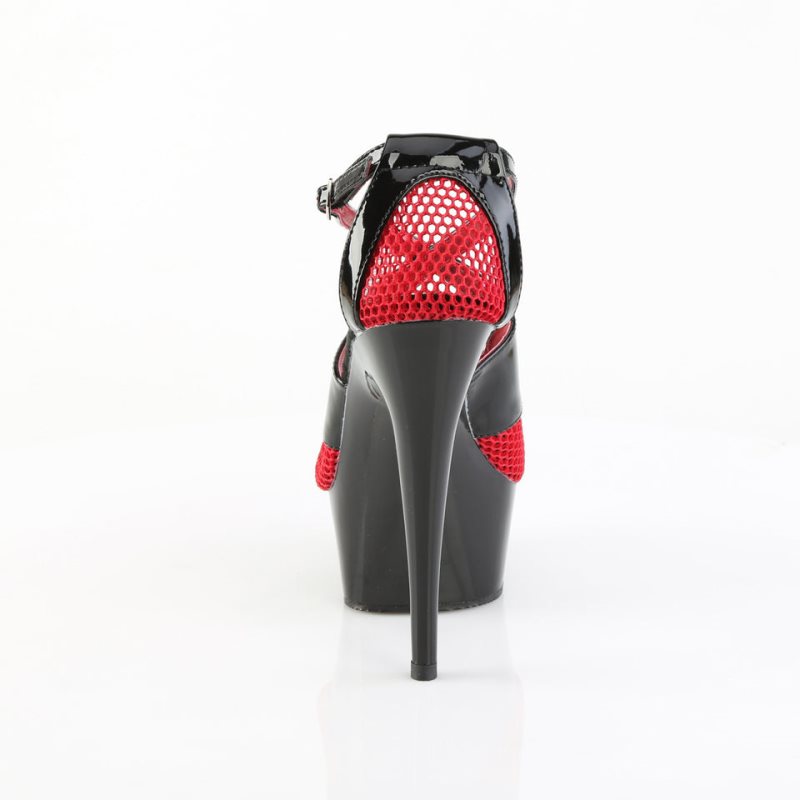 Pleaser Delight-652-1 Women's Platform Heels Sandals Black / Red | NZ CINBYR