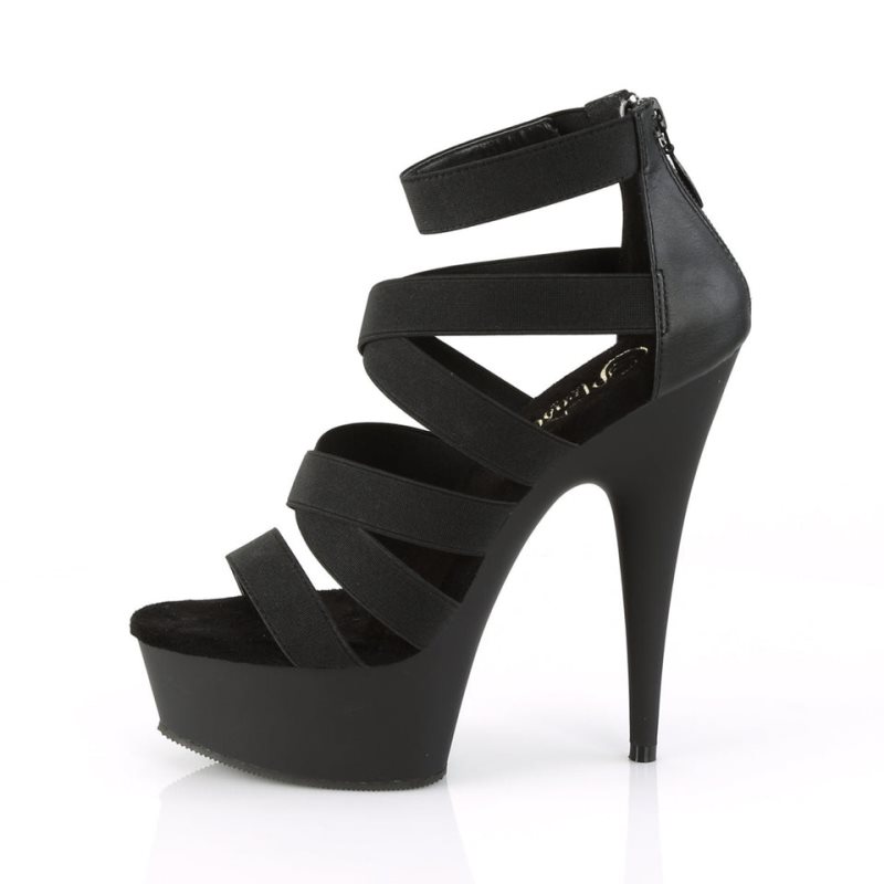 Pleaser Delight-659 Vegan Leather Women's Platform Heels Sandals Black | NZ WYTJAD