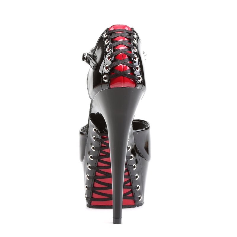 Pleaser Delight-660FH Women's Platform Heels Sandals Red / Black | NZ RVGENA