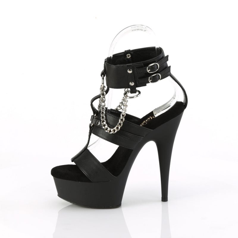 Pleaser Delight-661 Vegan Leather Women's Platform Heels Sandals Black | NZ EYRBLD