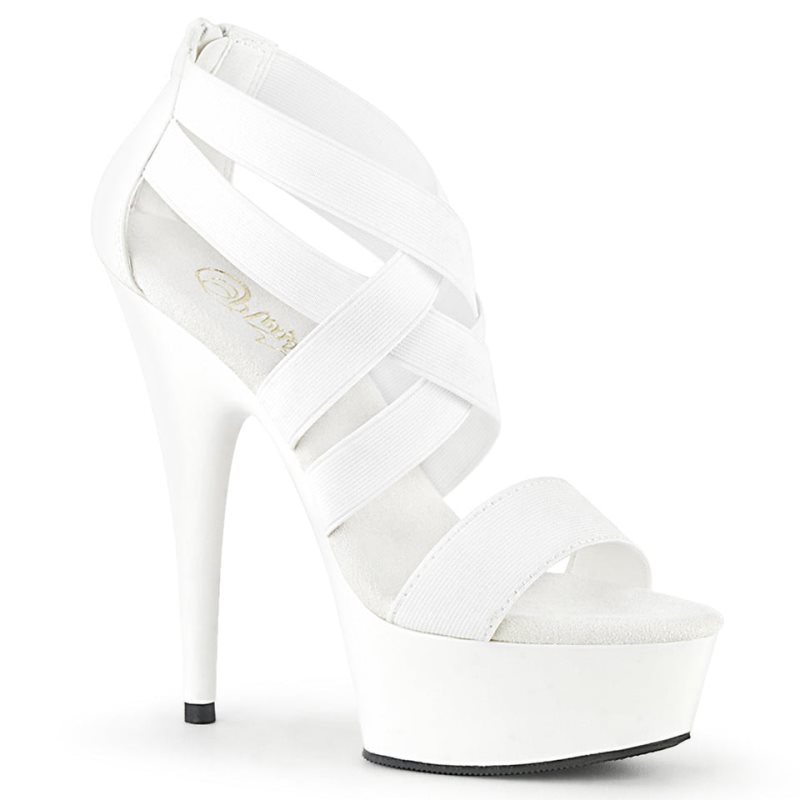 Pleaser Delight-669 Vegan Leather Women\'s Platform Heels Sandals White | NZ PYAWKD