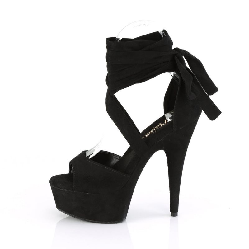 Pleaser Delight-679 Suede Women's Platform Heels Sandals Black | NZ DXKEFI