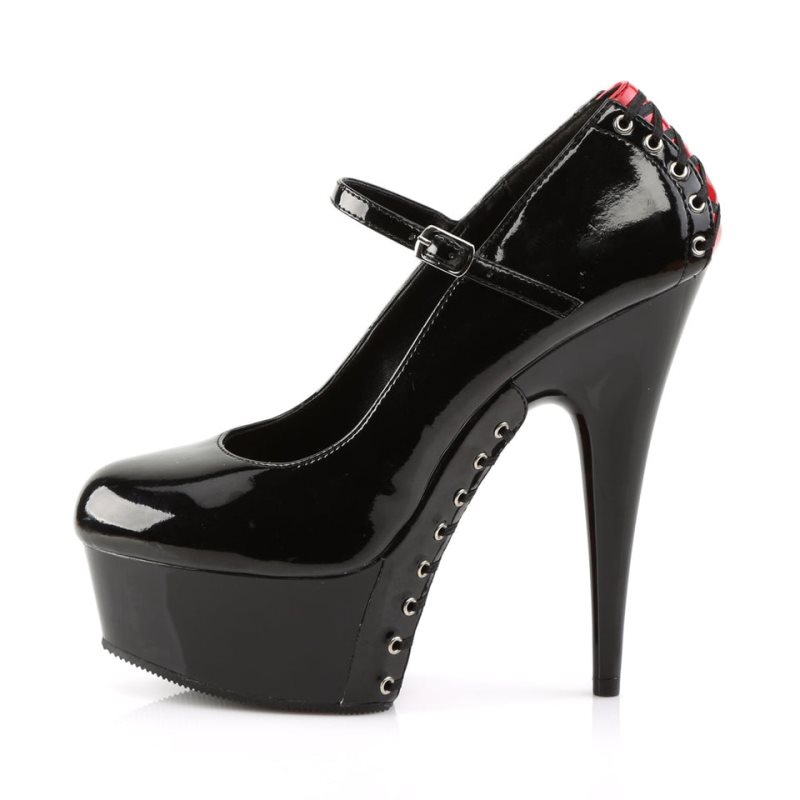 Pleaser Delight-687FH Women's Pumps Red / Black | NZ XQJOFS