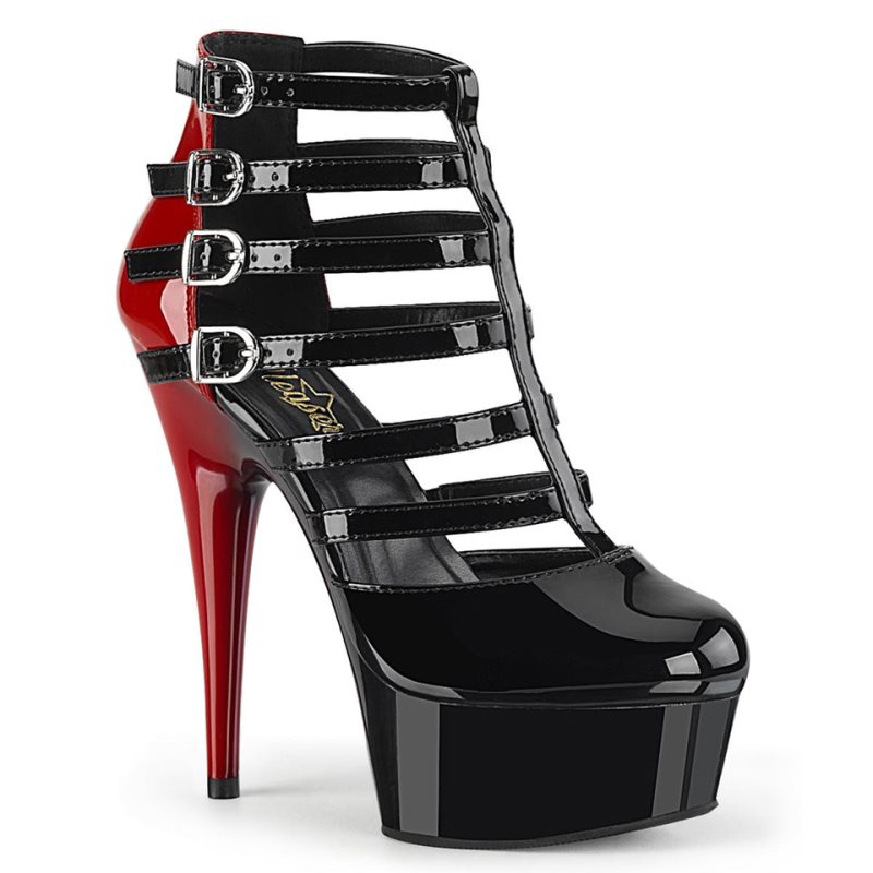 Pleaser Delight-695 Women\'s Platform Heels Sandals Red / Black | NZ AQRMJD