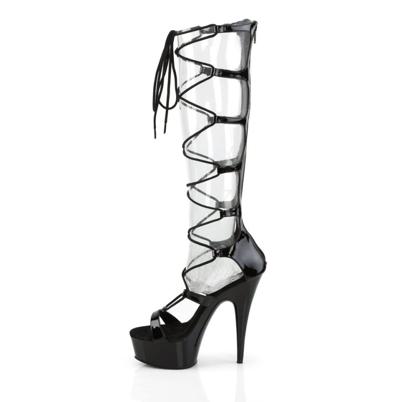 Pleaser Delight-698 Women's Platform Heels Sandals Black | NZ PHEBOL