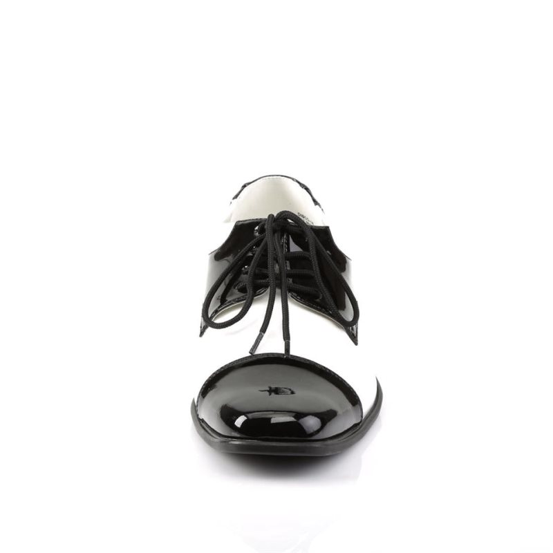 Pleaser Disco-18 Men's Derby Shoes Black / White | NZ AMHUZT