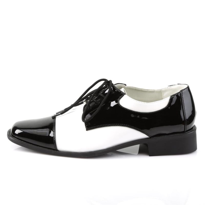 Pleaser Disco-18 Men's Derby Shoes Black / White | NZ AMHUZT