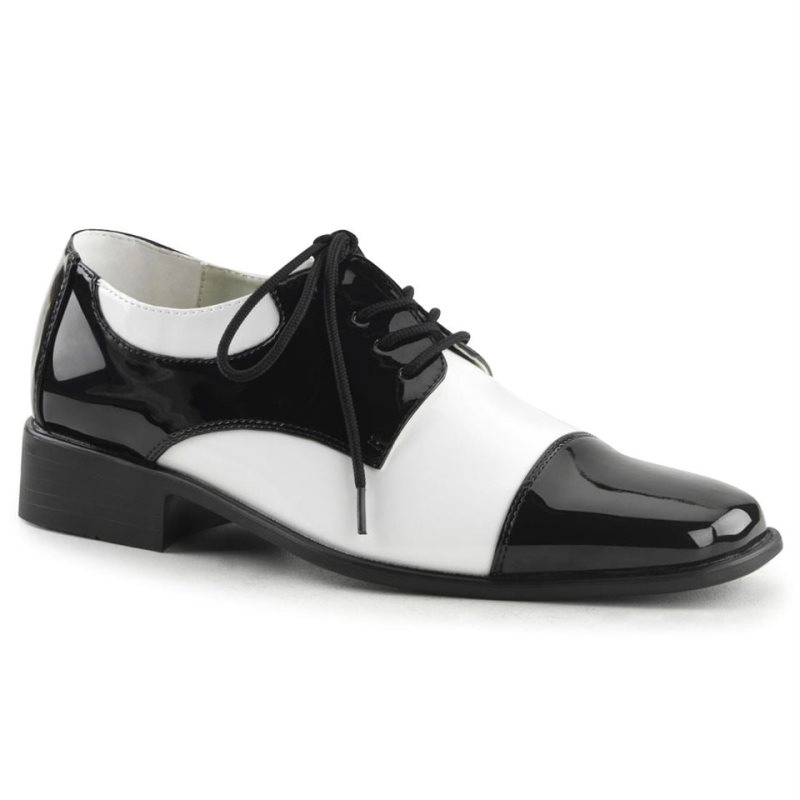 Pleaser Disco-18 Men\'s Derby Shoes Black / White | NZ AMHUZT