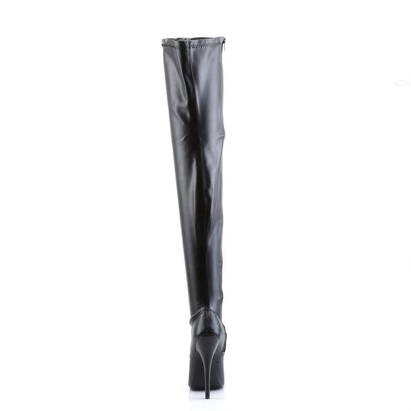 Pleaser Domina-3000 Vegan Leather Women's Thigh High Boots Black | NZ JEZASW