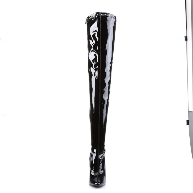 Pleaser Domina-3000 Women's Thigh High Boots Black | NZ FKIXNO