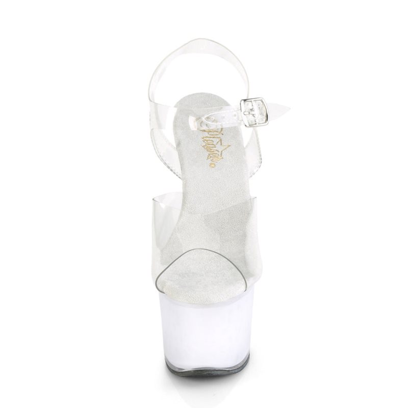 Pleaser Echolite-708 Women's Platform Heels Sandals White / Clear | NZ AVLJHR