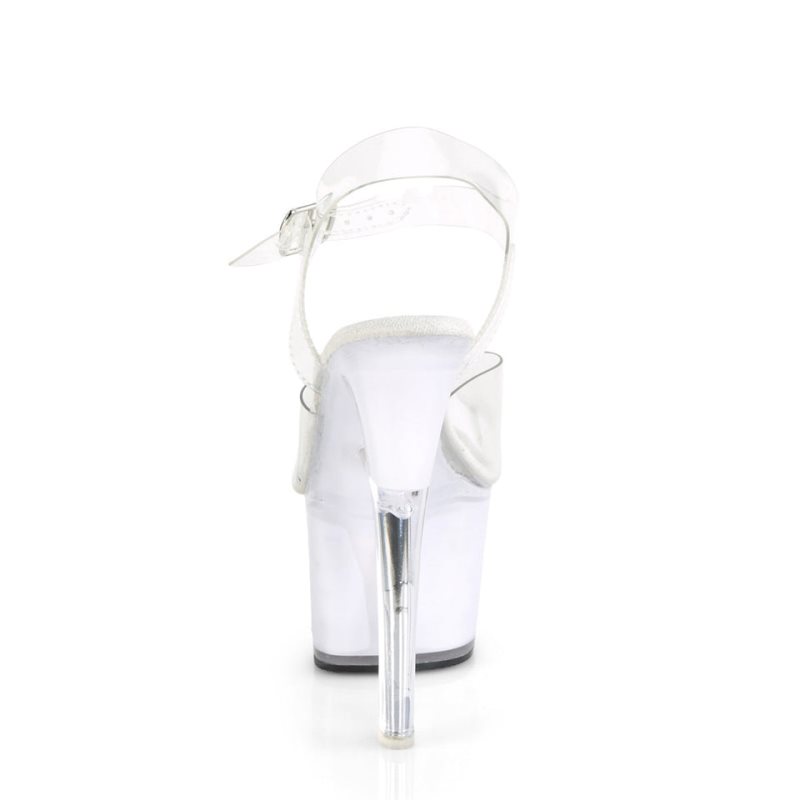 Pleaser Echolite-708 Women's Platform Heels Sandals White / Clear | NZ AVLJHR