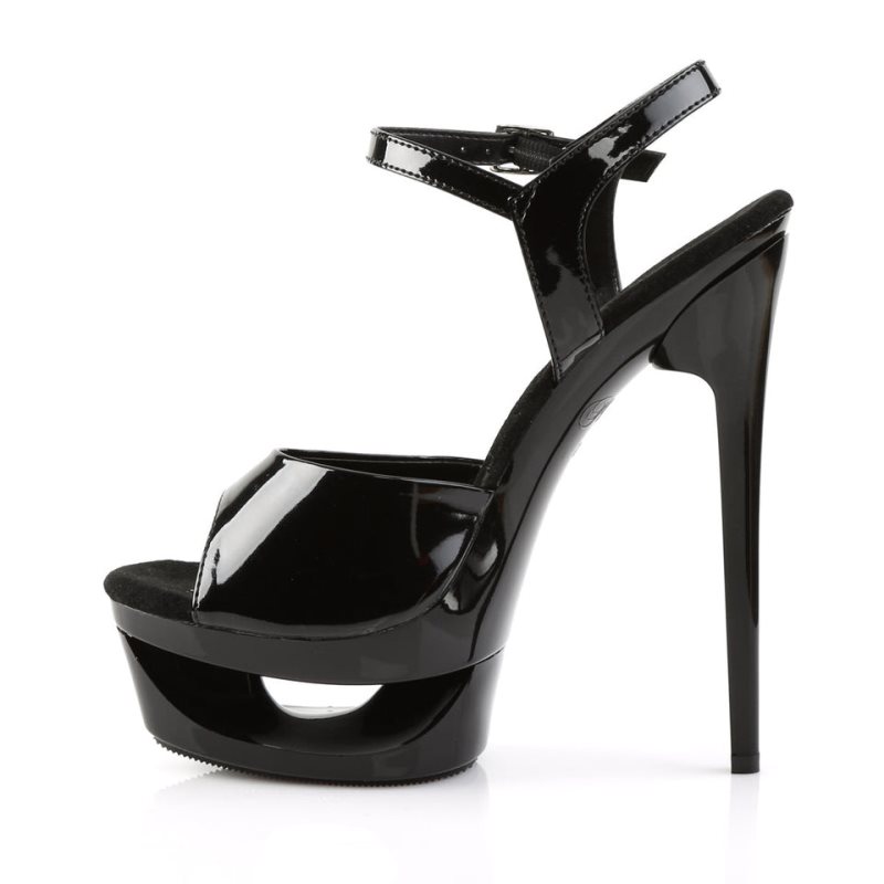 Pleaser Eclipse-609 Women's Platform Heels Sandals Black | NZ GSKAQF