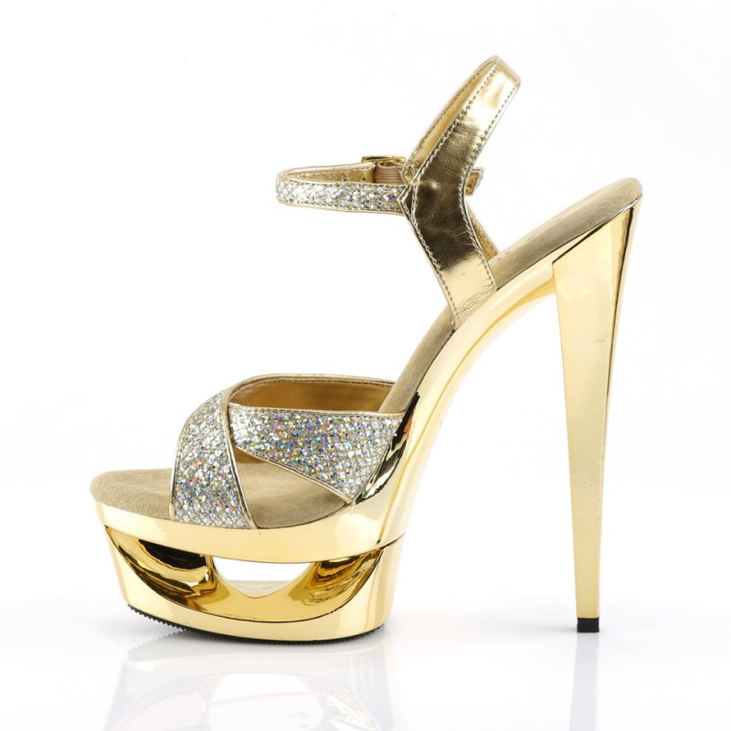 Pleaser Eclipse-619G Women's Platform Heels Sandals Gold | NZ WRAMSV