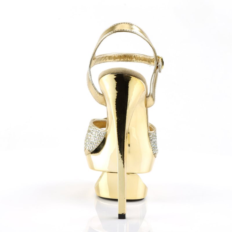 Pleaser Eclipse-619G Women's Platform Heels Sandals Gold | NZ WRAMSV