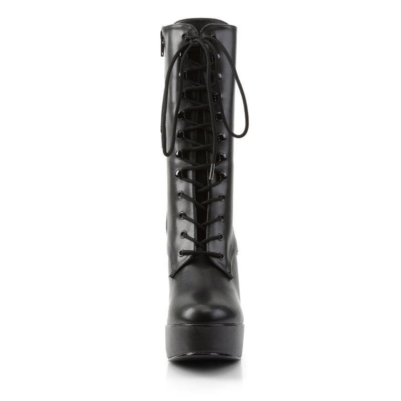 Pleaser Electra-1020 Vegan Leather Women's Heels Boots Black | NZ QDBGZX