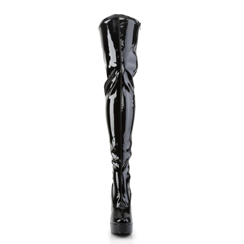 Pleaser Electra-3000Z Women's Thigh High Boots Black | NZ WYQMAL