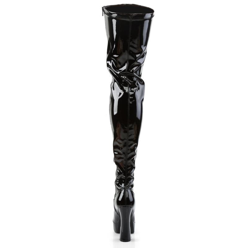 Pleaser Electra-3000Z Women's Thigh High Boots Black | NZ WYQMAL