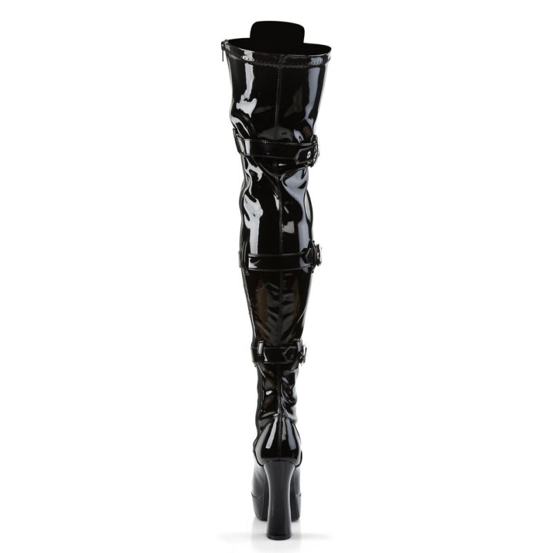 Pleaser Electra-3028 Women's Thigh High Boots Black | NZ LTRGDS