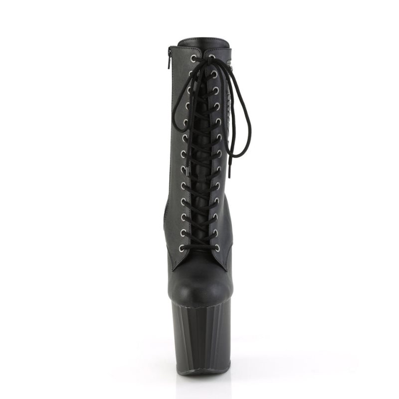 Pleaser Enchant-1040PK Vegan Leather Women's Heels Boots Black | NZ PJSUFC