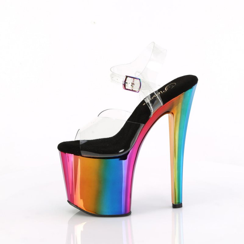 Pleaser Enchant-708RC Women's Platform Heels Sandals Multicolor / Clear | NZ QLKTXB