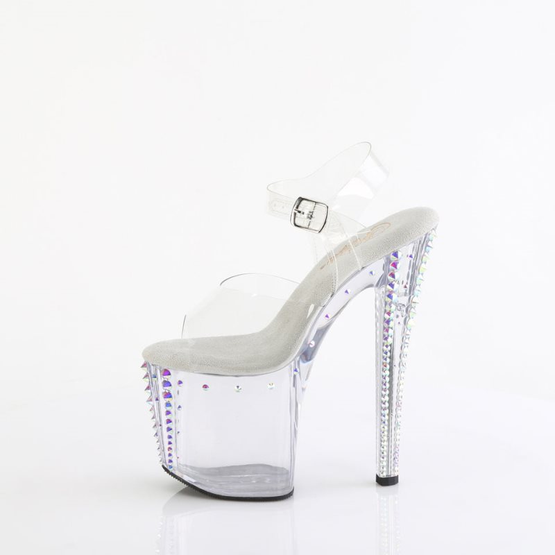 Pleaser Enchant-708RS-02 Women's Platform Heels Sandals Clear | NZ SHKXWP