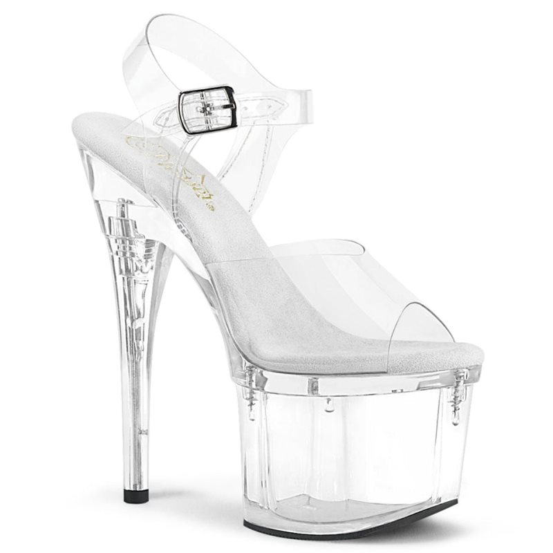 Pleaser Esteem-708 Women\'s Platform Heels Sandals Clear | NZ CWLBHD