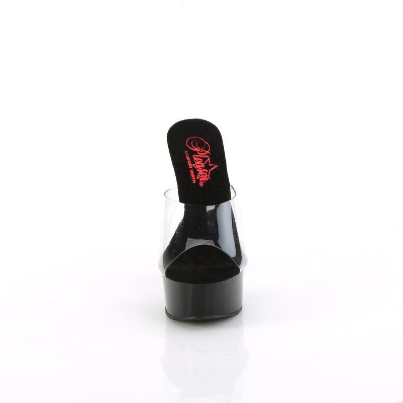 Pleaser Excite-601 Women's Platform Slides Black / Clear | NZ QJPZYR