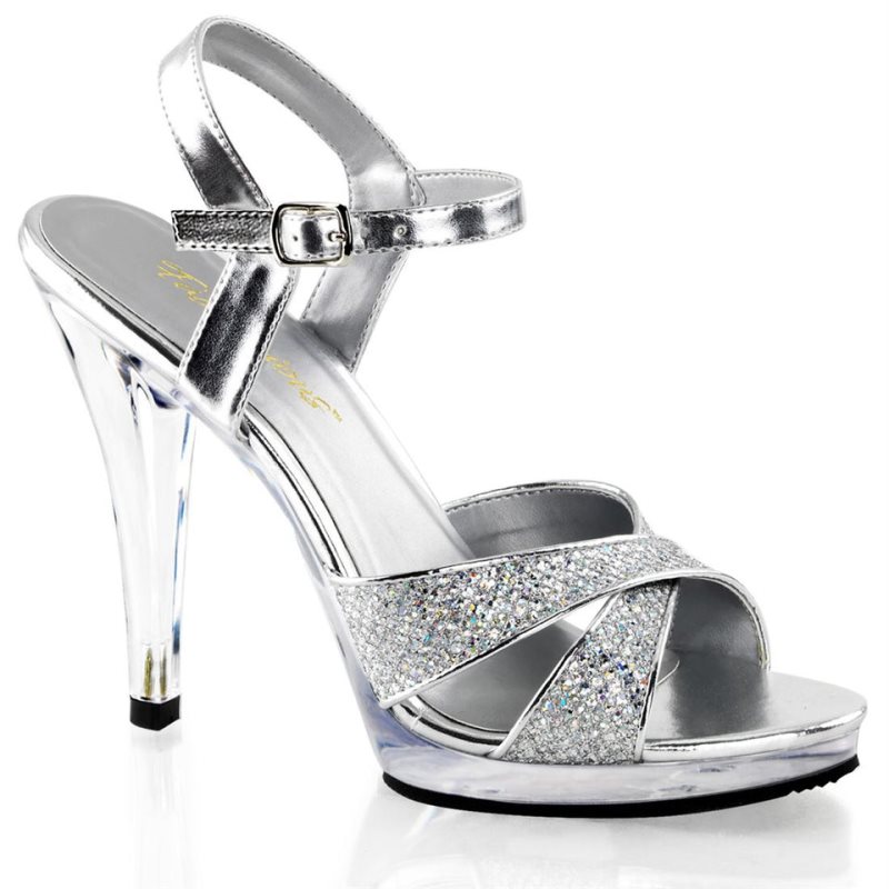 Pleaser Flair-419(G) Women\'s Heels Sandals Silver / Clear | NZ ANSOBG