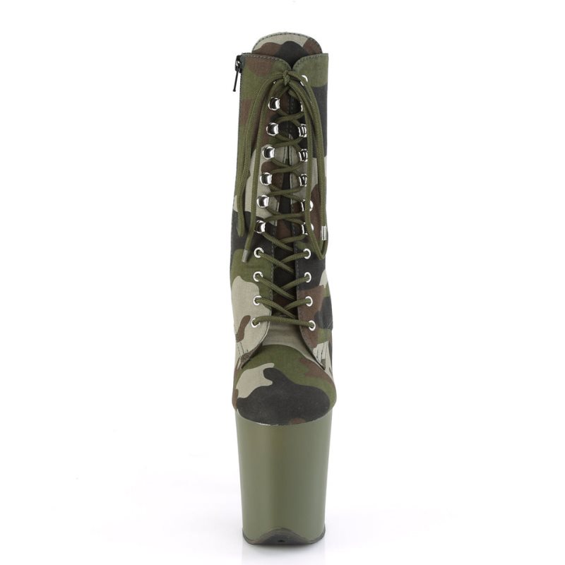 Pleaser Flamingo-1020CAMO Women's Heels Boots Green | NZ JLGOCM