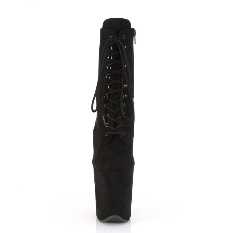 Pleaser Flamingo-1020FS Suede Women's Heels Boots Black | NZ PGQUHX