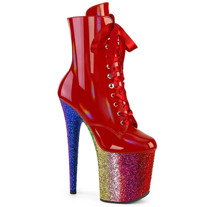 Pleaser Flamingo-1020HG Women\'s Heels Boots Red / Multicolor | NZ FOLTHB