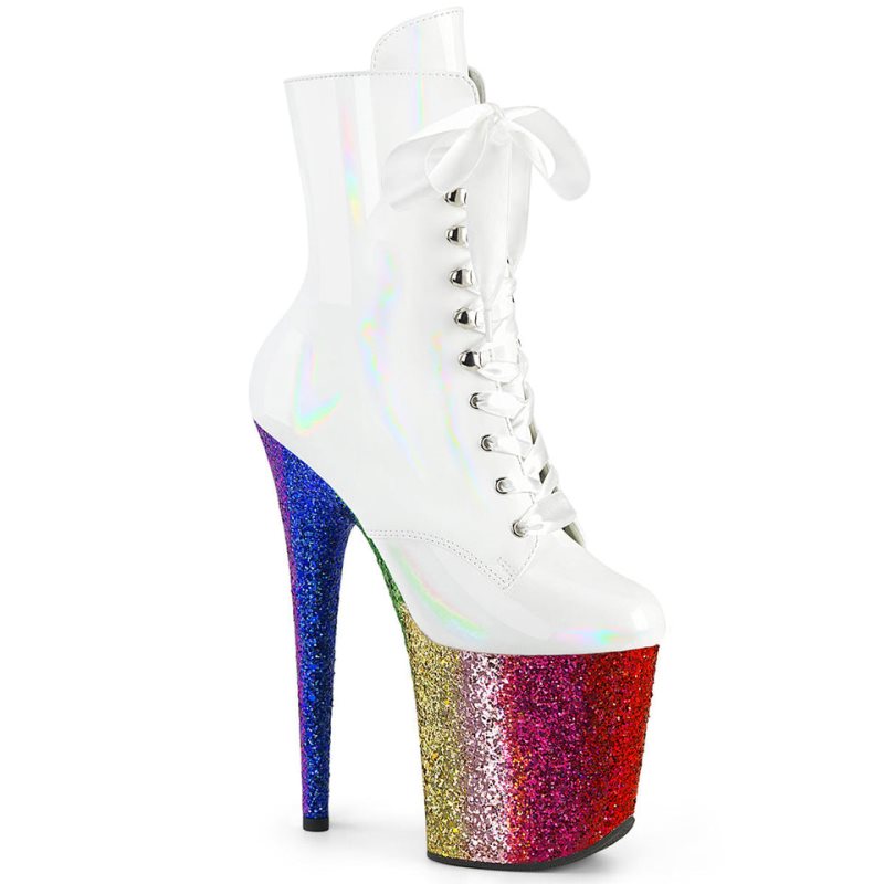 Pleaser Flamingo-1020HG Women\'s Heels Boots White / Multicolor | NZ EGIZKV