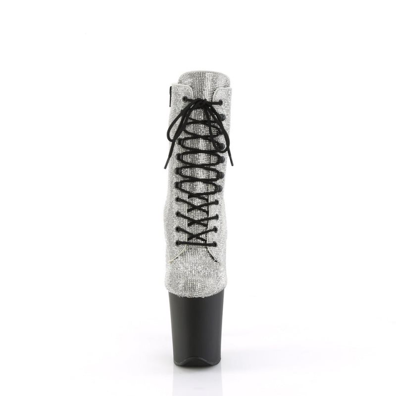 Pleaser Flamingo-1020RS Women's Heels Boots Silver / Black | NZ BKLRGZ